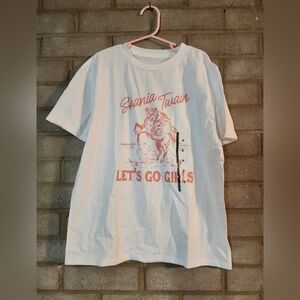 Nwt Shania Twain White Graphic T-Shirt with Pink Cowgirl Print